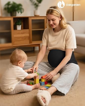 Oakgarden 4 pack Maternity Belly Bands Pregnancy Postpartum Shirts Pants Extender Support Stretch Belt for Pregnant Women(White,Black,White,Black,Large)