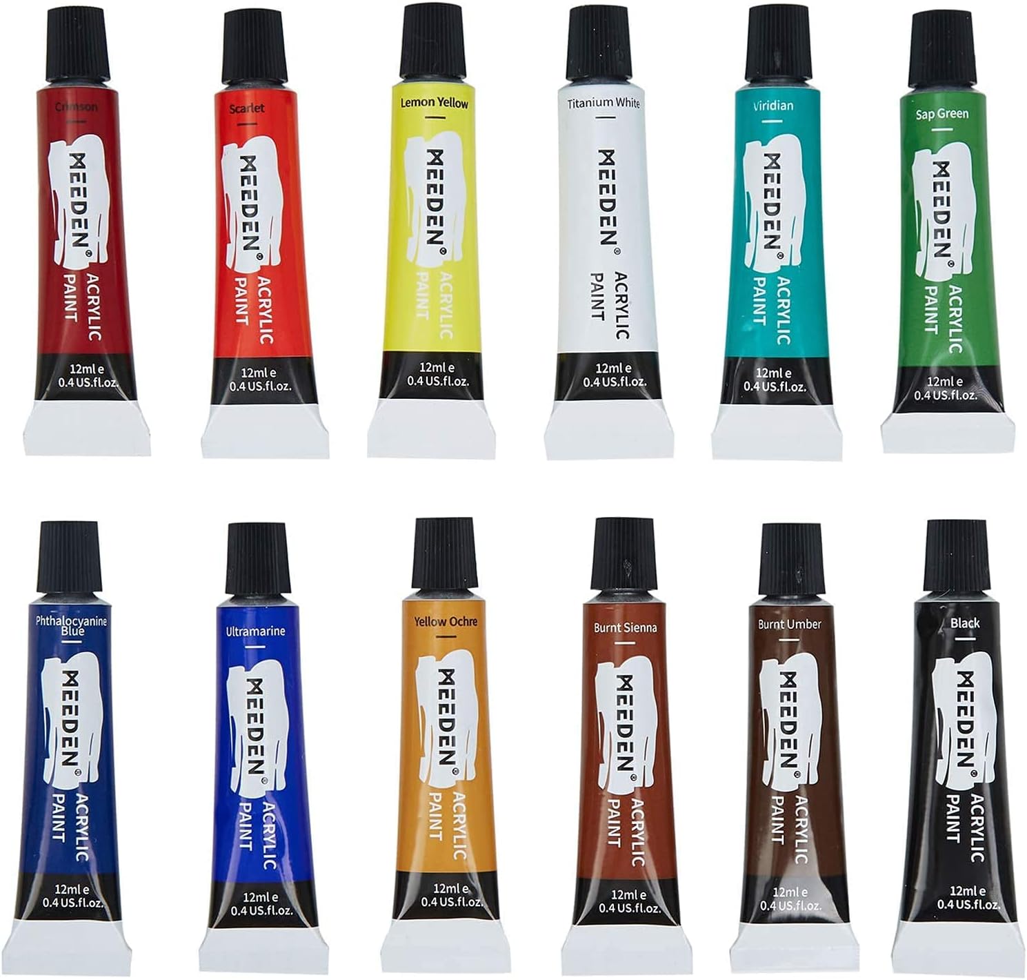 MEEDEN Acrylic Painting Set with 11.8'' Tabletop Easel, 12 Colors Acrylic Paints, 3 Canvas Panels, 5 Paint Brushes & Wooden Palette, Perfect Gift for Kids & Beginner Artist
