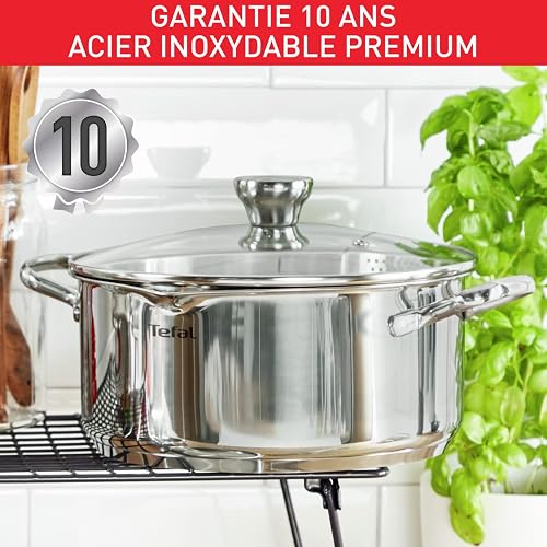 Tefal A705S9 Duetto - Set di pentole da 9 Pezzi, Adatto a induzione, in Acciaio Inox Robusto e di Alta qualità, Coperchio a setaccio, Adatto al Forno Fino a 260 C (Senza Coperchio), in - 5