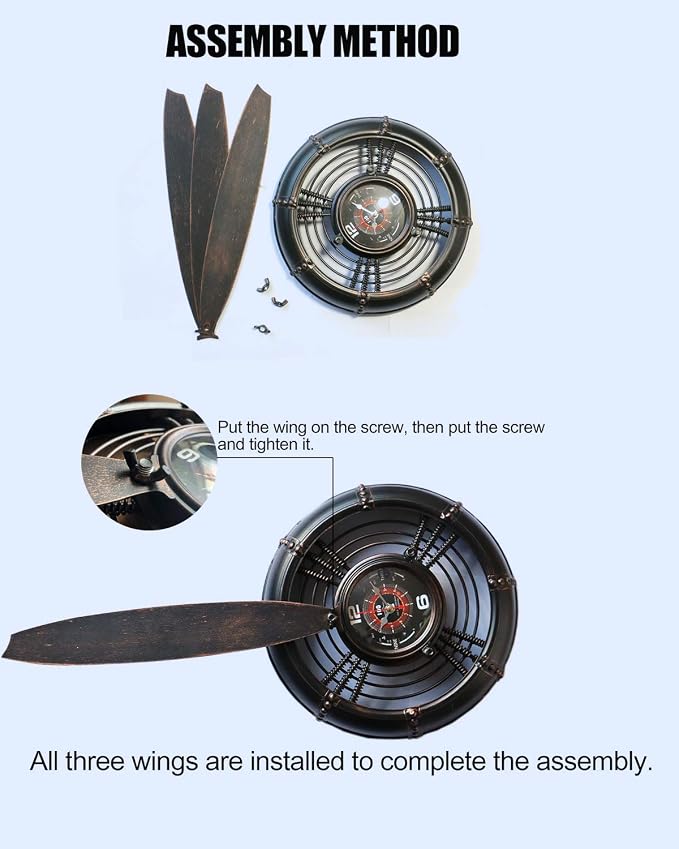 Reloj de pared de hélice de avión, antiguo, metal, marrón miniatura 5
