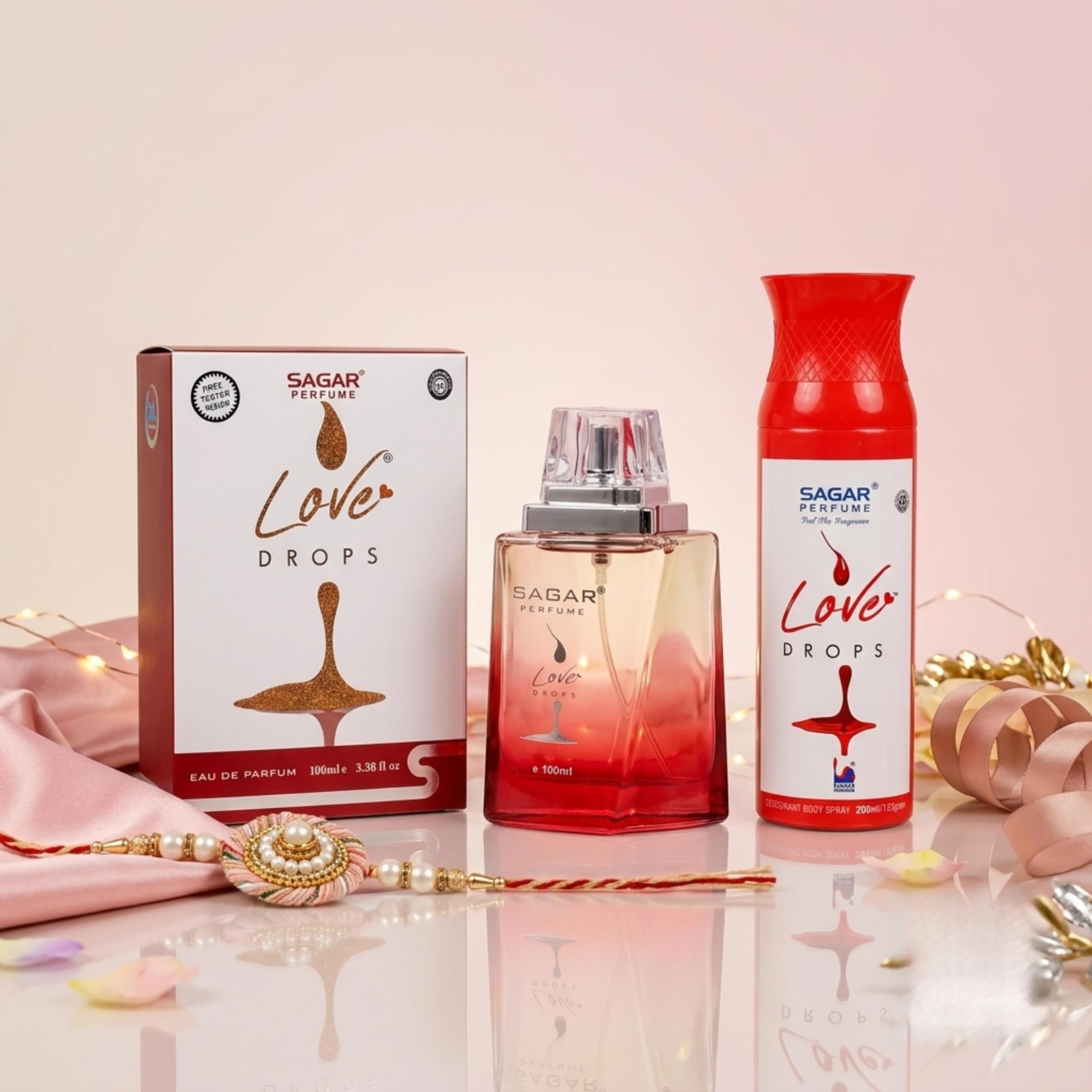Perfume & Deo Gift Set for Raksha Bandhan - For Women - Sagar Perfume - Love Drop - Combo - Kizzo-image-28