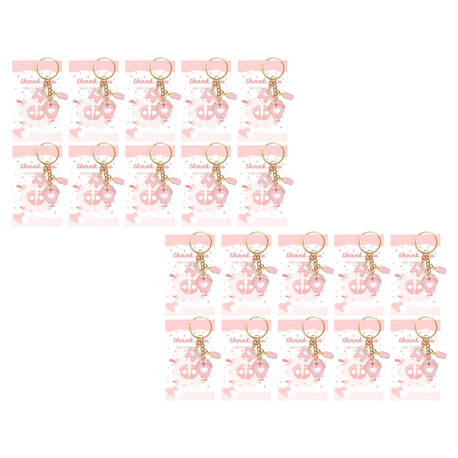 Coffret cadeau de fête bébé 20 pièces porte-clés pied acier et cartes