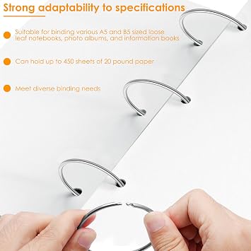 200Pack Loose Leaf Binder Rings 2 Inch Bulk Metal Rings for Index Cards Key