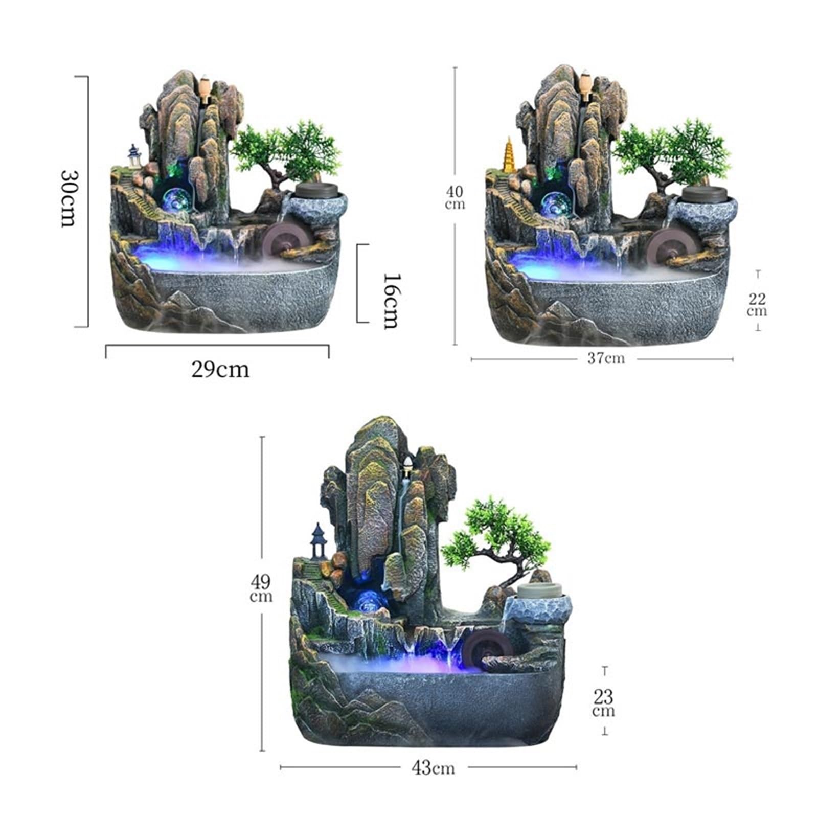 Relajación Fuente de Mesa con Arroyo de rocalla, Cascada de meditación Interior for el hogar y la Oficina Decoración Zen(Medio)