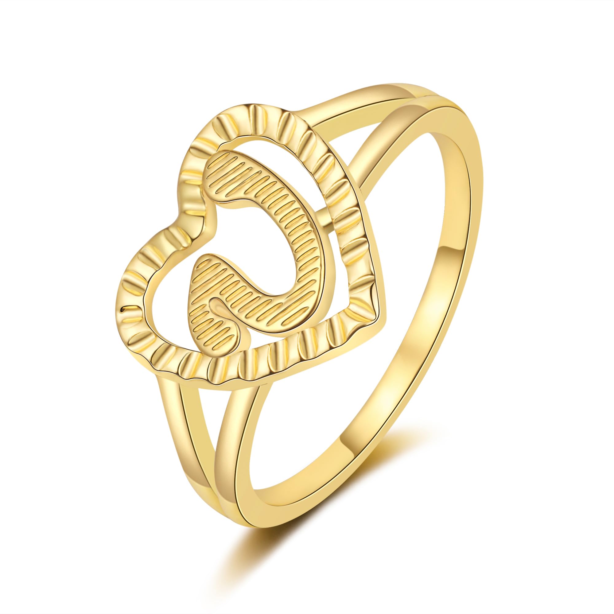 RLMOON Gold Initial Ring for Women Non Tarnish Vintage Initial Heart Ring