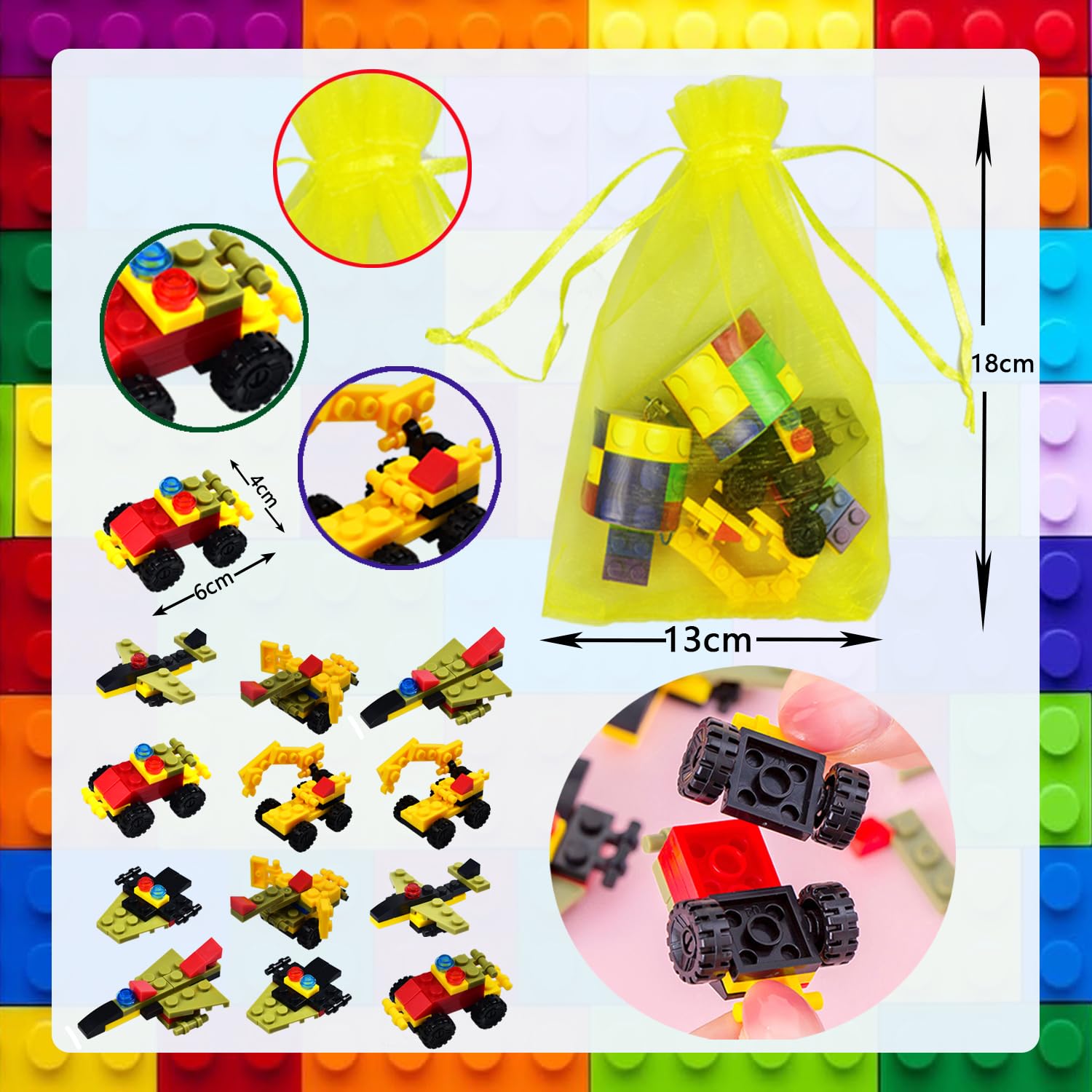 Kit 36 Pezzi Mattoncini Party - 12 Braccialetti, 12 Portachiavi E 12 Sacchetti Regalo Per Feste Bambini - Foto 7