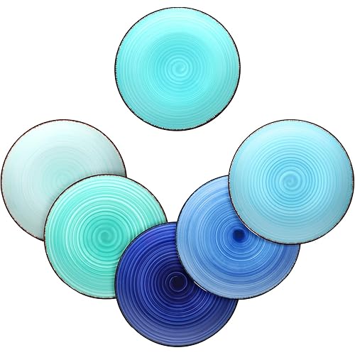 Gourstar Salad Plates Set of 6, 8.5 inch Ceramic Colorful Plate Sets for Salad, Dessert, Appetizer, Serving Small Dinner Plates, Microwave and Dishwasher Safe, Scratch Resistant Kitchen Plates