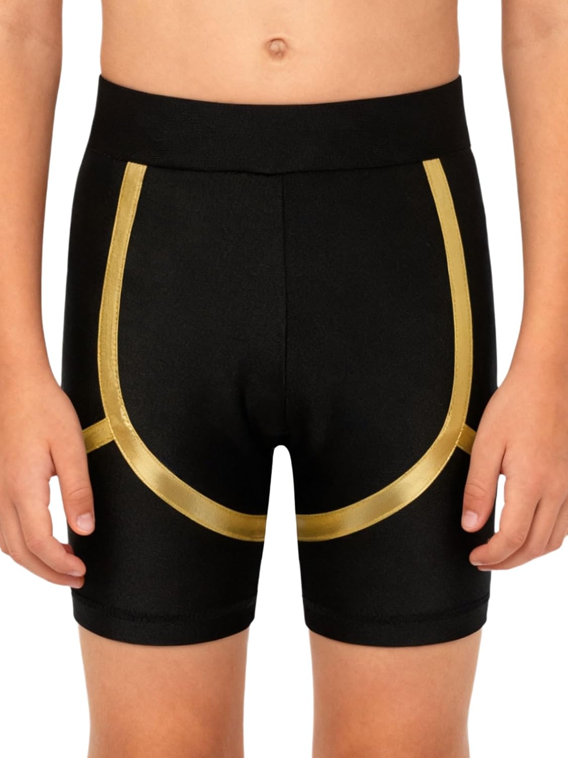 Jugaoge Boys Biker Shorts High Waisted Gymnastics Dance Practice Shorts Active Workout Compression Bottoms