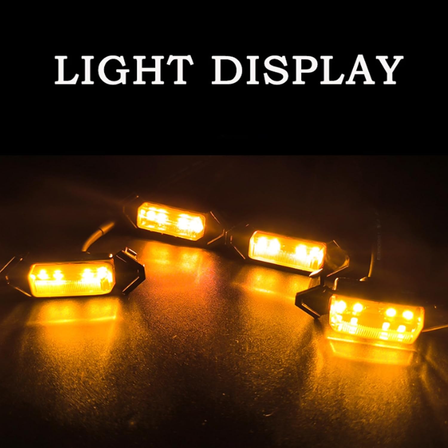 LED Grill Lights with Fuse Adaptor,4PCS Amber Front Grille Lights for Trucks, Raptor Style Plug & Play Warning Light, Ip68 Waterproof Universal Fit Grille Light Accessories for All Vehicles (Set C)