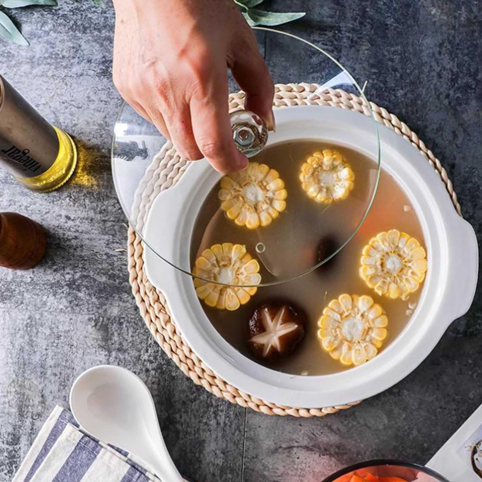 Suppenterrine Set mit Deckel und Schöpflöffel – 1800 ml Keramik-Servierschale mit Doppelgriffen für Unterhaltung und Heimdekoration