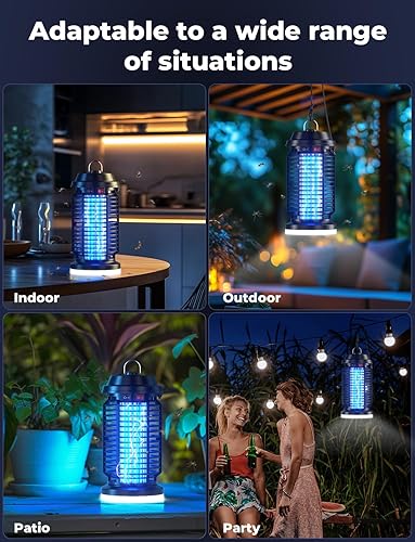 Miniatura 7 de YISSVIC Bug Zapper - Lámpara eléctrica de mosquitos para interiores y exteriores, impermeable, matamoscas eficaz de 4200 V, enchufe para el hogar,