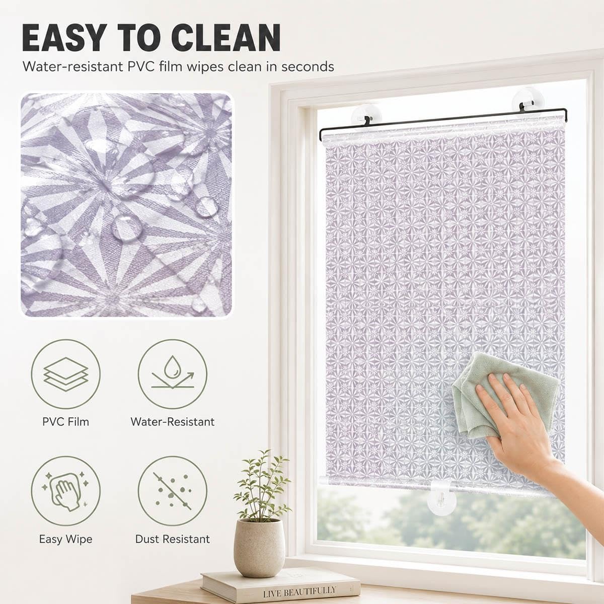 Schermo Riflettente per Finestre, Tende Retrattili con Ventose Senza Forare, Filtro Luce e Privacy Rimovibile per Cameretta Cucina Veranda Camper Van Porta Finestra(W 75 x 180 cm)