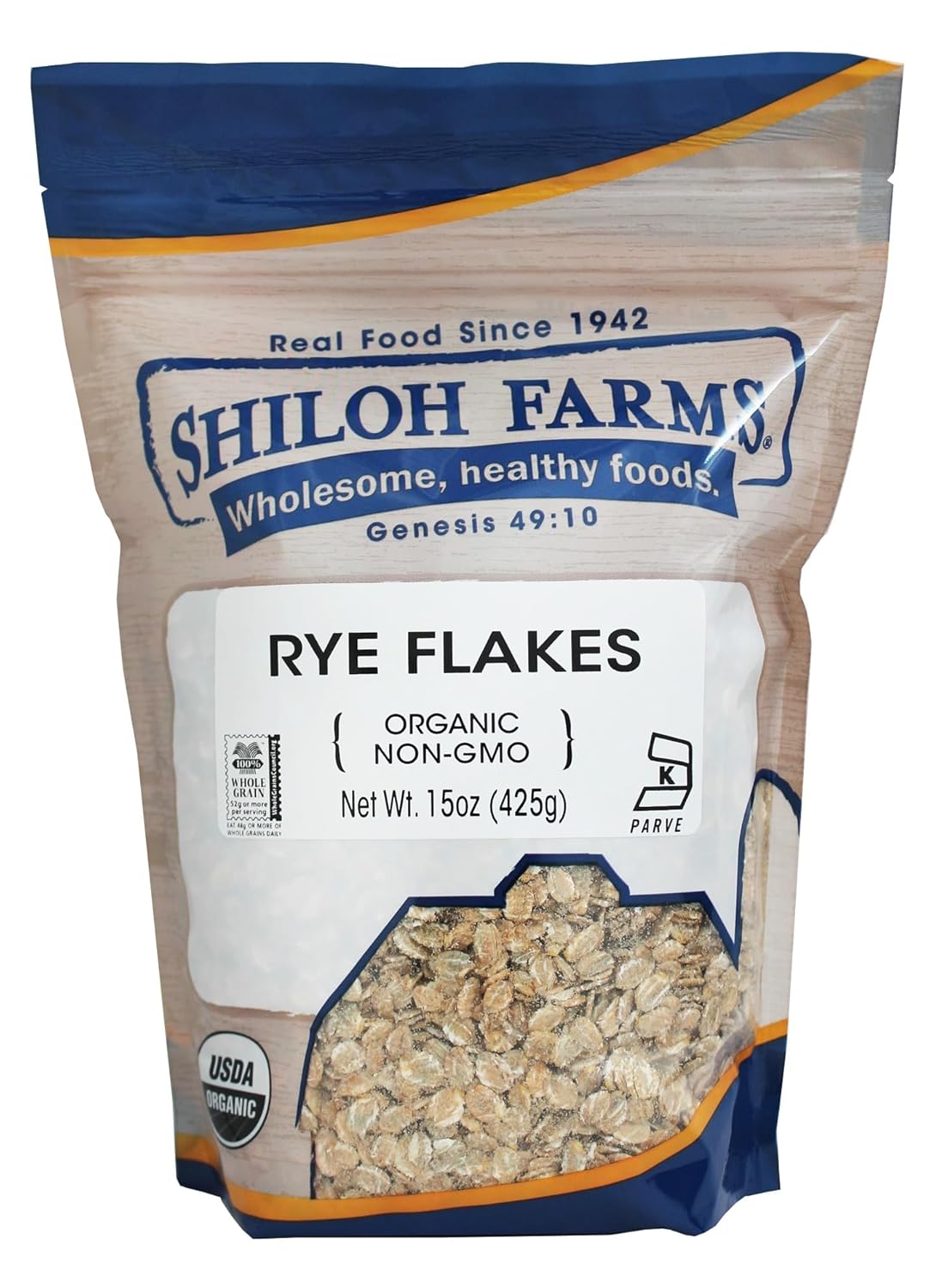 Shiloh Farms Organic Rye Flakes - 6 Count of 15 Oz | Rich and Nutty Flavor, Bulk Pack, Certified Organic