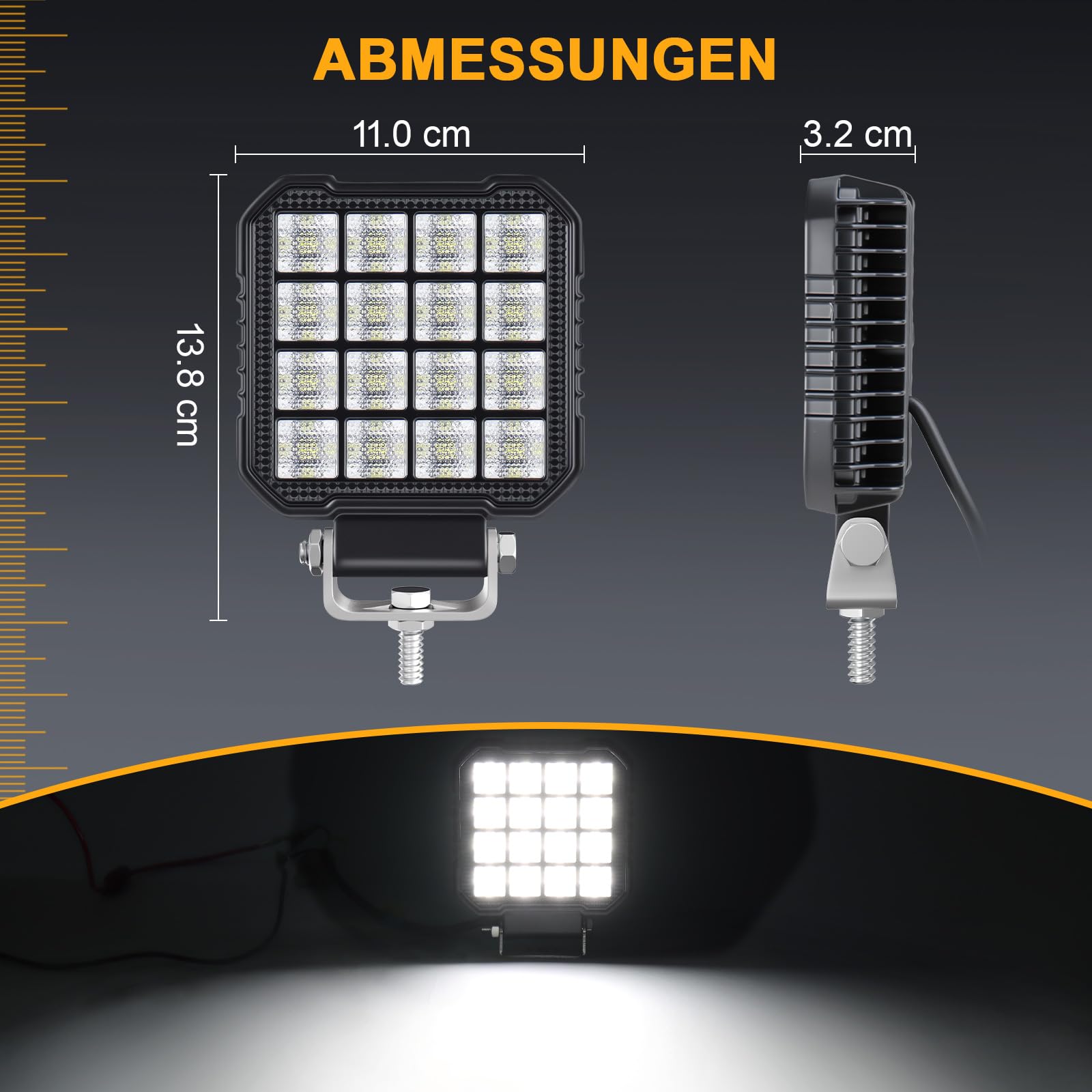 antom 2er LED Arbeitsscheinwerfer 172W 6500K 9-60V IP68 wasserdicht led Scheinwerfer Zusatzscheinwerfer für Traktoren,ATV, Outdoor-Enthusiasten,Nachtarbeit auf Baustellen