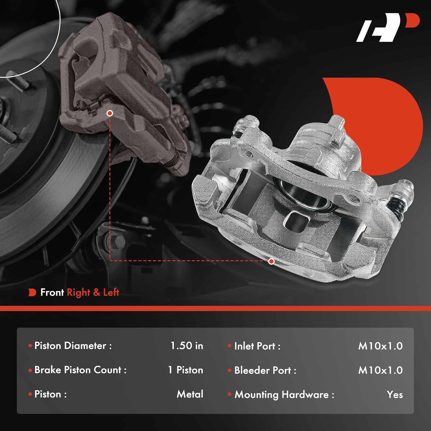 A-Premium Disc Brake Caliper Assembly with Bracket Compatible with Nissan Models - Versa 2012-2019, Versa Note 2014-2019, March 2012-2015, Micra 2015-2017 - Front Side