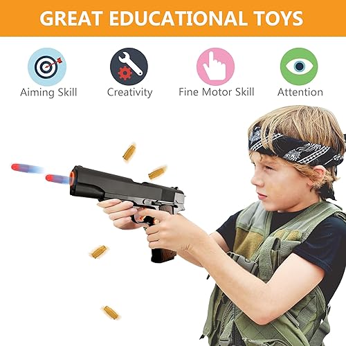 Miniatura 7 de Pistola de juguete de bala suave, pistola de juguete genial, balas de espuma suave con 3 revistas, 80 dardos suaves de EVA, carcasa de espuma de