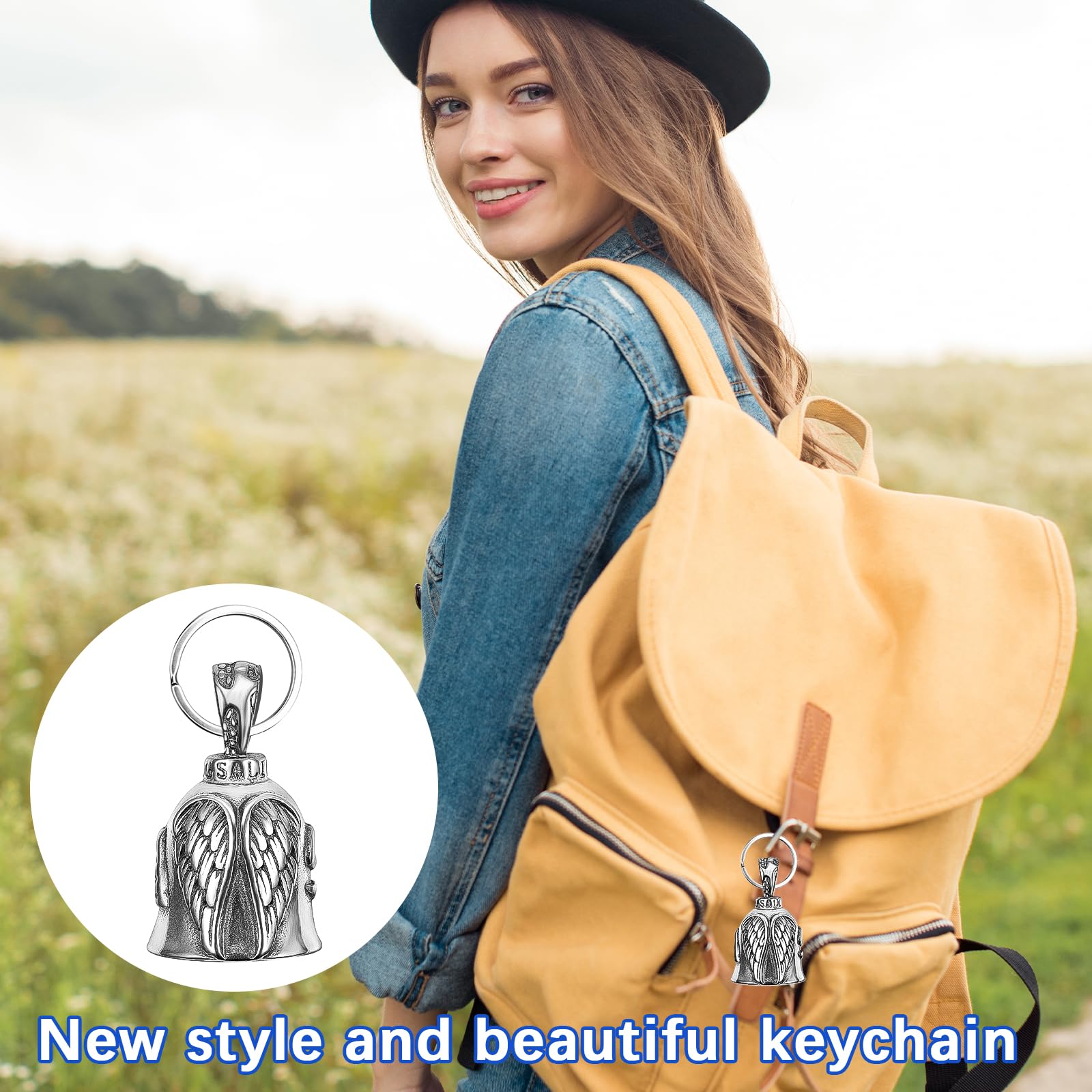 XNZMYN 2 Piezas Llavero Moto Campana Guardiana | Personalizado | Anillo Colgante | Motocicletas, Vehículos Eléctricos, Bicicletas, Coches | Amuleto de Protección y Buena Suerte (Plata) — view 3
