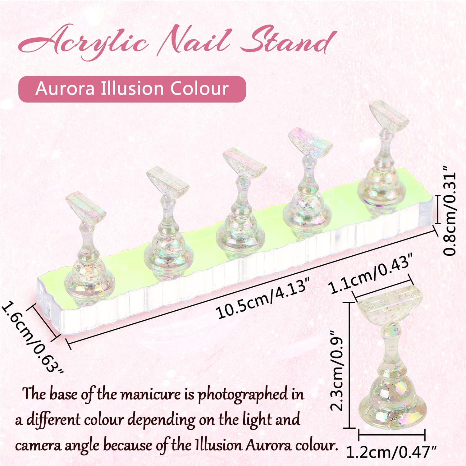 UHOMENY Nail Art Holder Stand for Painting Nails 10 pieces of Aurora Acrylic Nail Practice Stands DIY Nail Design Holders Nail Tips Display Stand for False Nails Manicure Tools (Transparent) - Image 2