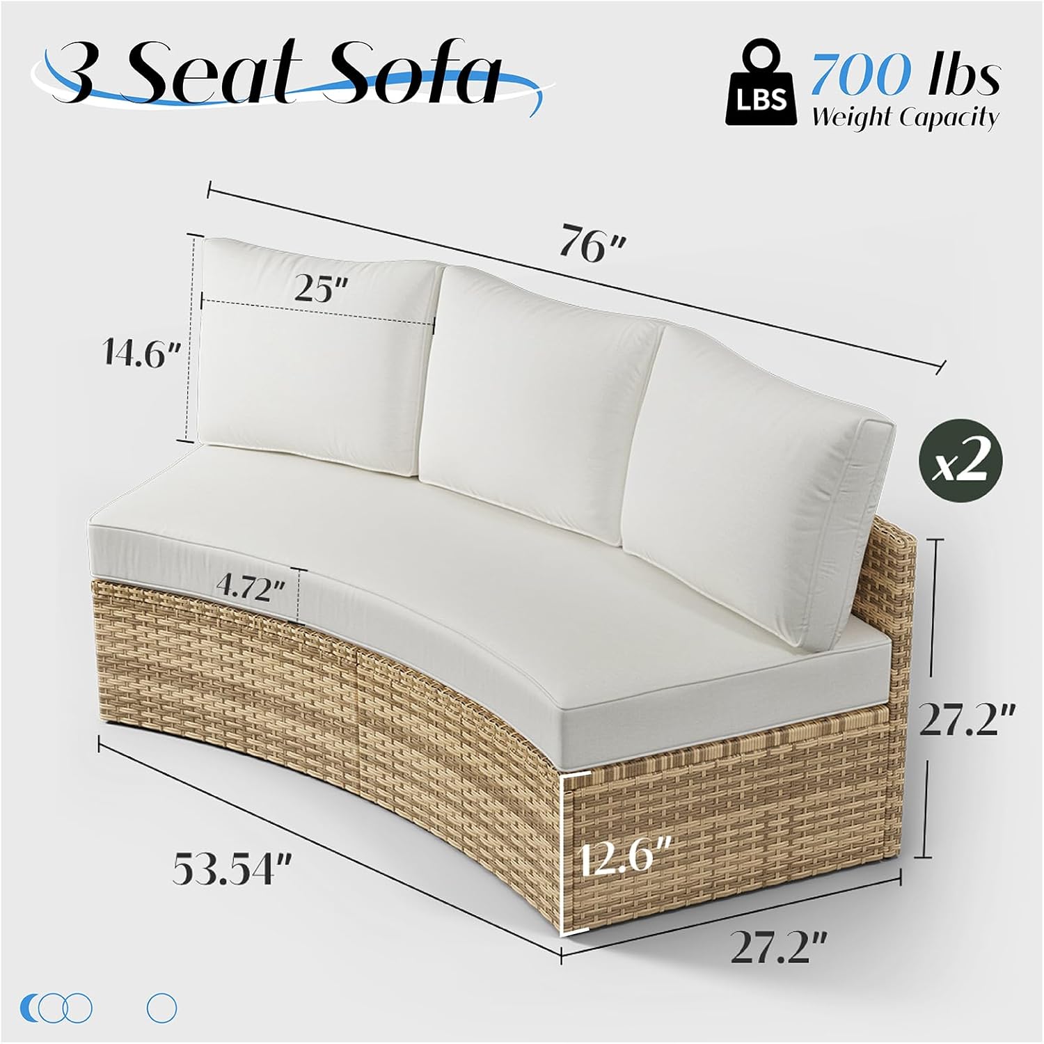 6-Piece Wicker Patio Furniture Set, Waterproof Half-Moon Sectional Sofa with Cushions, Rattan Outdoor Conversation Set for Garden, Pool, Beach & Balcony, Beige