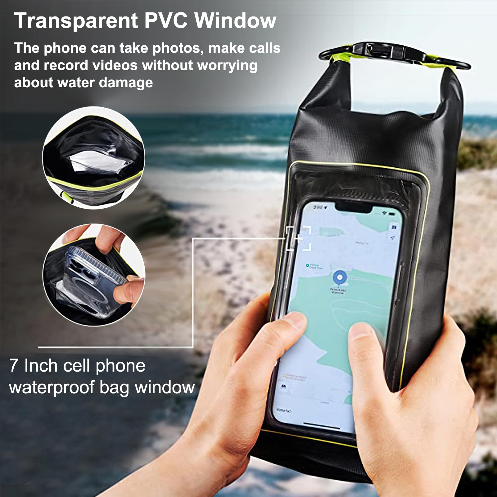 Borsa a Tracolla Impermeabile, Borsa a Tracolla Esterna 2L Borsa Impermeabile per Cellulare 2 in 1 Borsa Impermeabile in PVC Trasparente per Piscina Spiaggia sci Equitazione Mare Pesca