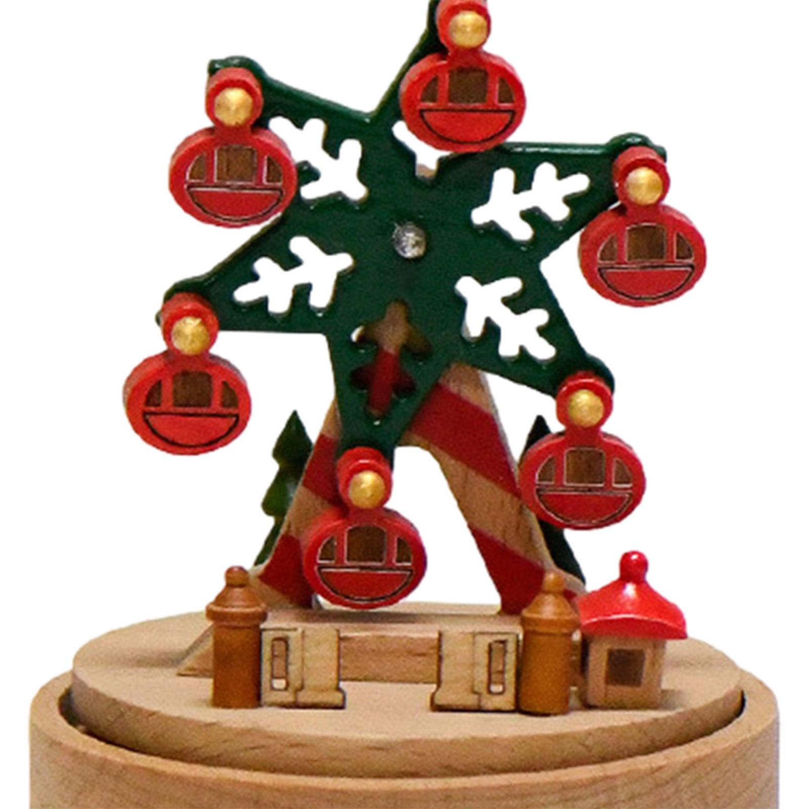 Milageto Caja de Música Madera Caja Musical Giratoria Juguete Mecánico Adornos Artesanales Decoración de Mesa Adecuada para Aniversario Colección Dormitorio Re, Rueda de la Fortuna, Individual