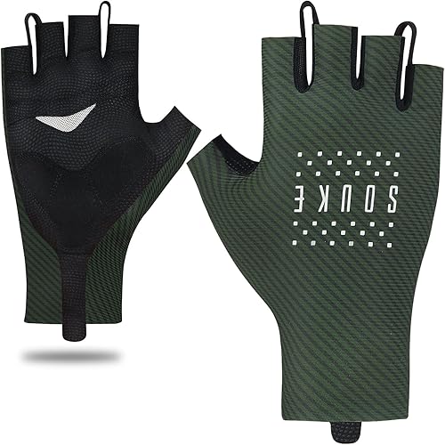 Souke Sports Guantes de ciclismo para bicicleta de carretera guantes acolchados de medio dedo guantes de ciclismo transpirables que absorben los