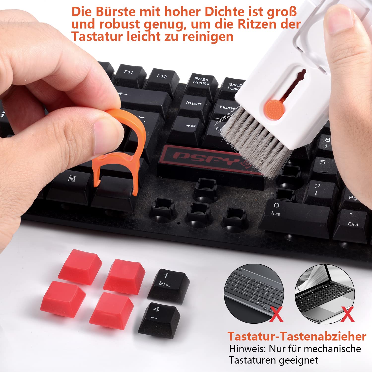 Kit De Nettoyage 7 En 1 Pour Clavier, écouteurs, écrans - Brosses, Chiffon, Spray - Multifonction, Portable - 10