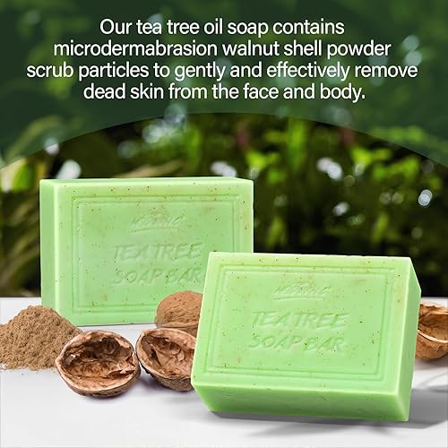 Miniatura 4 de Jabón de aceite de árbol de té para cara y cuerpo, jabones de baño orgánicos naturales para pies de atleta, olor corporal, acné, limpieza profunda,