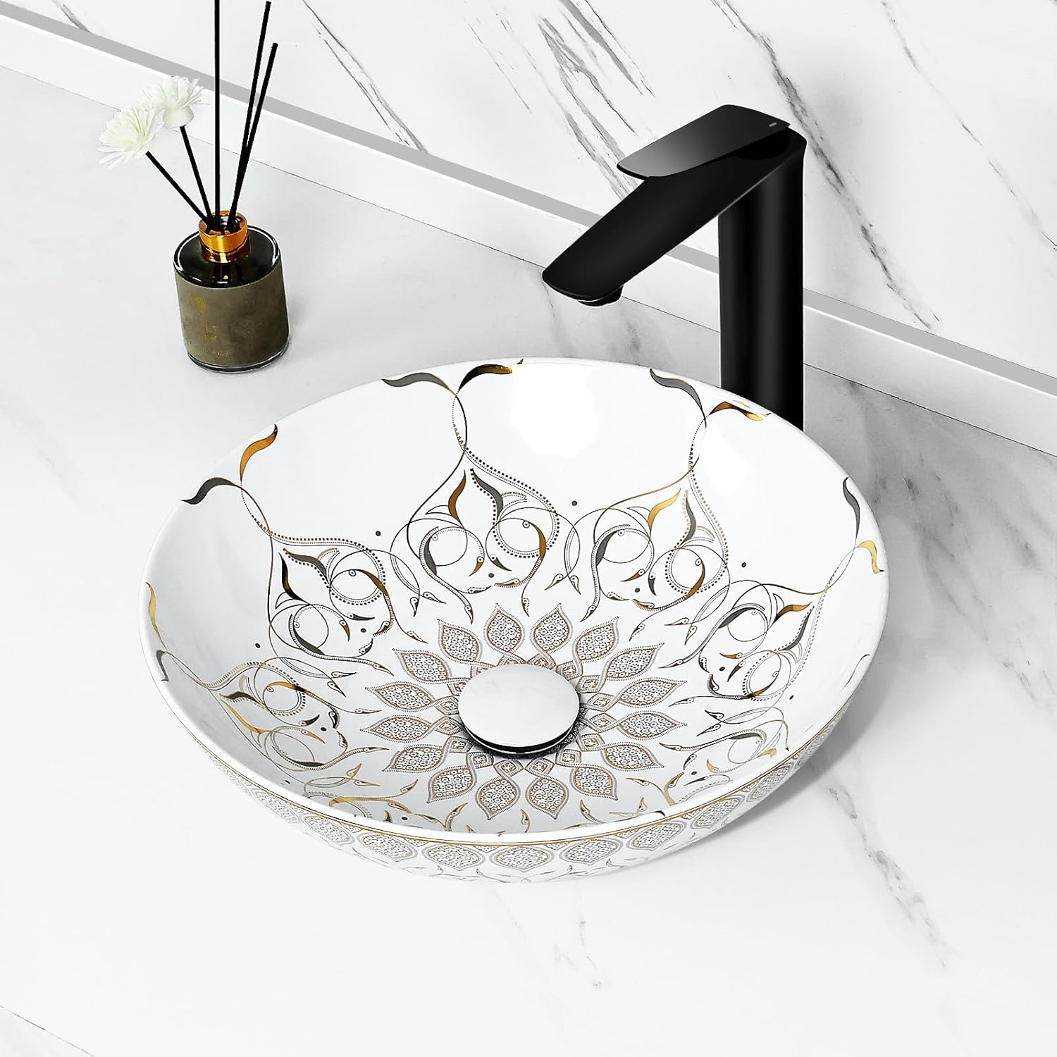 Tysun Bathroom Vessel Sink Countertop 16" x 16" Round Bathroom Sink