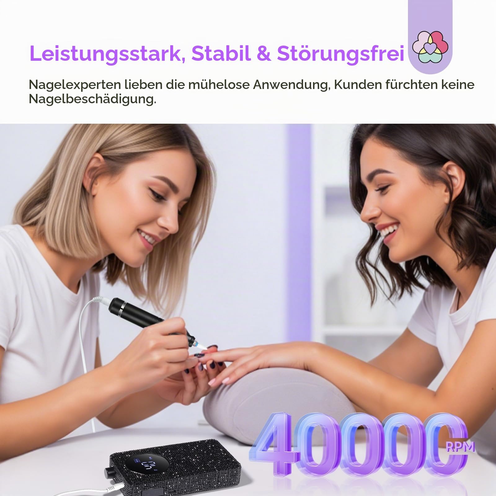 SAVILAND Elektrischer Nagelfräser Professionell 40000 U/min: 30S Schnelle Entfernung Wiederaufladbare Elektrische Nagelfeile für Acrylnägel & Gelnägel, Maniküre Pediküre Set für Salon Hause