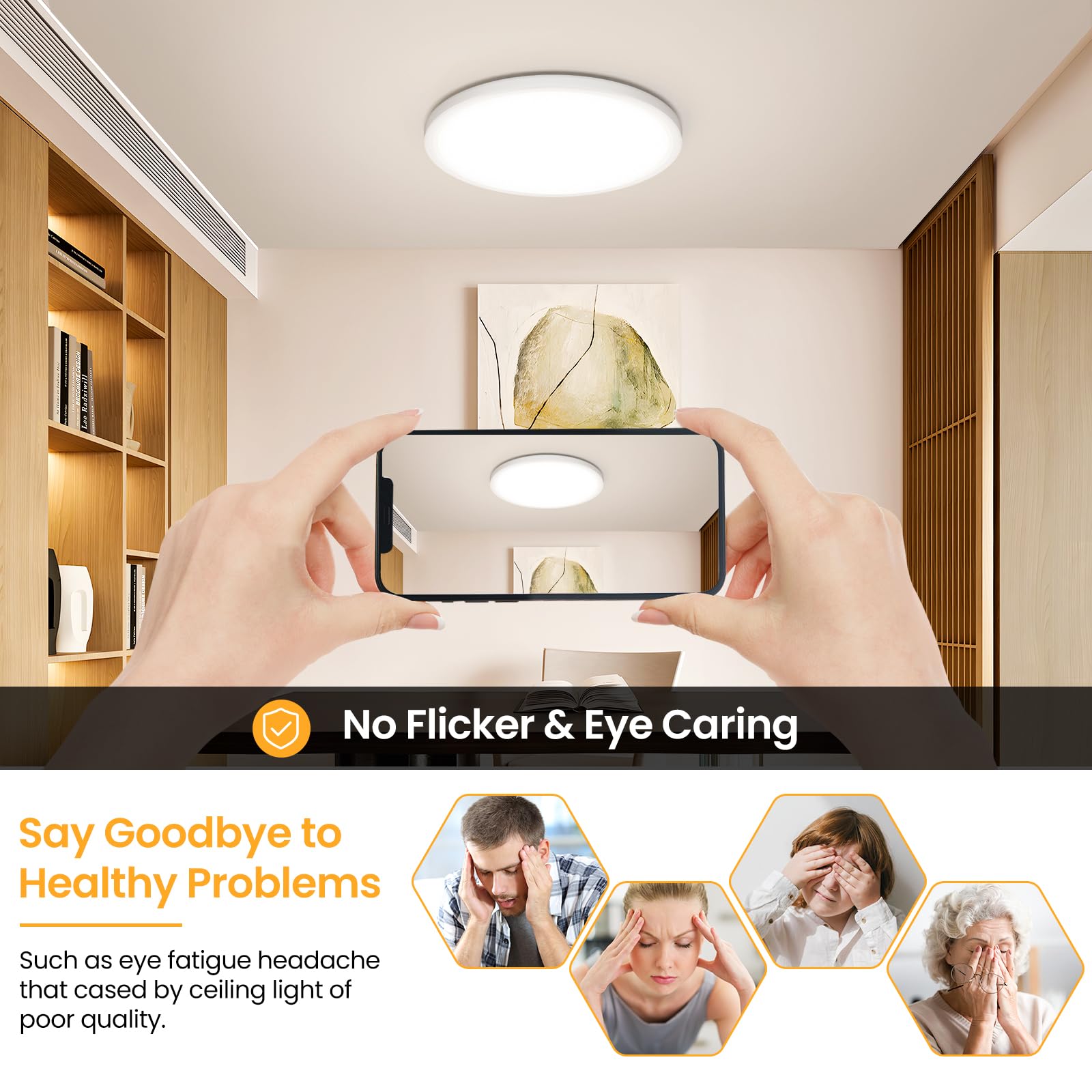 NIBSHOOM Plafoniera LED Soffitto 4000K,18W/1800LM Plafoniere da Soffitto, Plafoniera Bagno ultrasottile IP44 Impermeabile Rotonda,Luce Lampada LED Soffitto Moderno per Cucina Camera da Letto,Ø220*17mm