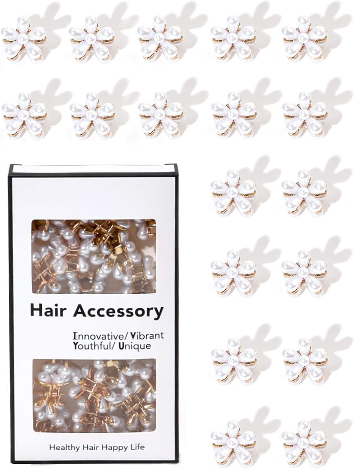 18 Pcs Pearl Flower Claw Clips...