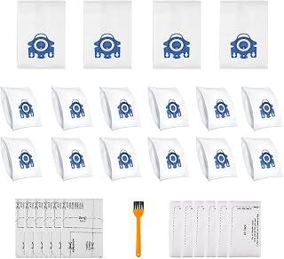 16 packs 3D Efficiency Vacuum Bags for Miele Classic C1 Complete C1, C2, C3, S400i S600 S2 S5 S8 Series, Replacement for Miele Air clean GN Dust Bags, with 6 MP Filters, 6 Air Filters (16pack, blue)