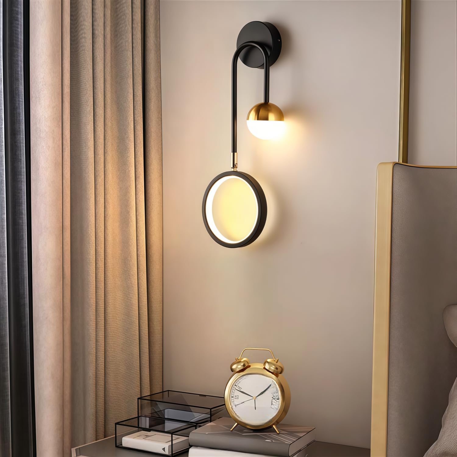 LED Wandbeleuchtung Energieeinsparung Effizientes Nachtlicht Moderne Einfachheit (Black, Black)