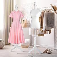 Vista 9 de Maniquí de espuma corporal para mujer, maniquí de espuma de 60 a 67 pulgadas, maniquí de vestido ajustable con base de trípode de madera