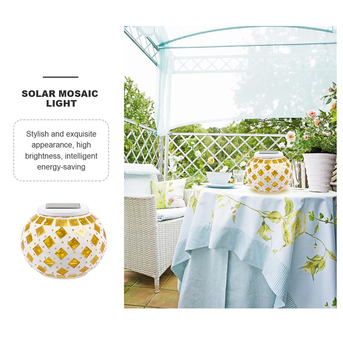 NUOBESTY Solarbetriebene LED Glaskugelleuchte Gelb, 600 Mah Ip65 | Außenbeleuchtung für Garten, Intelligentes Energiesparen, Hohe Helligkeit