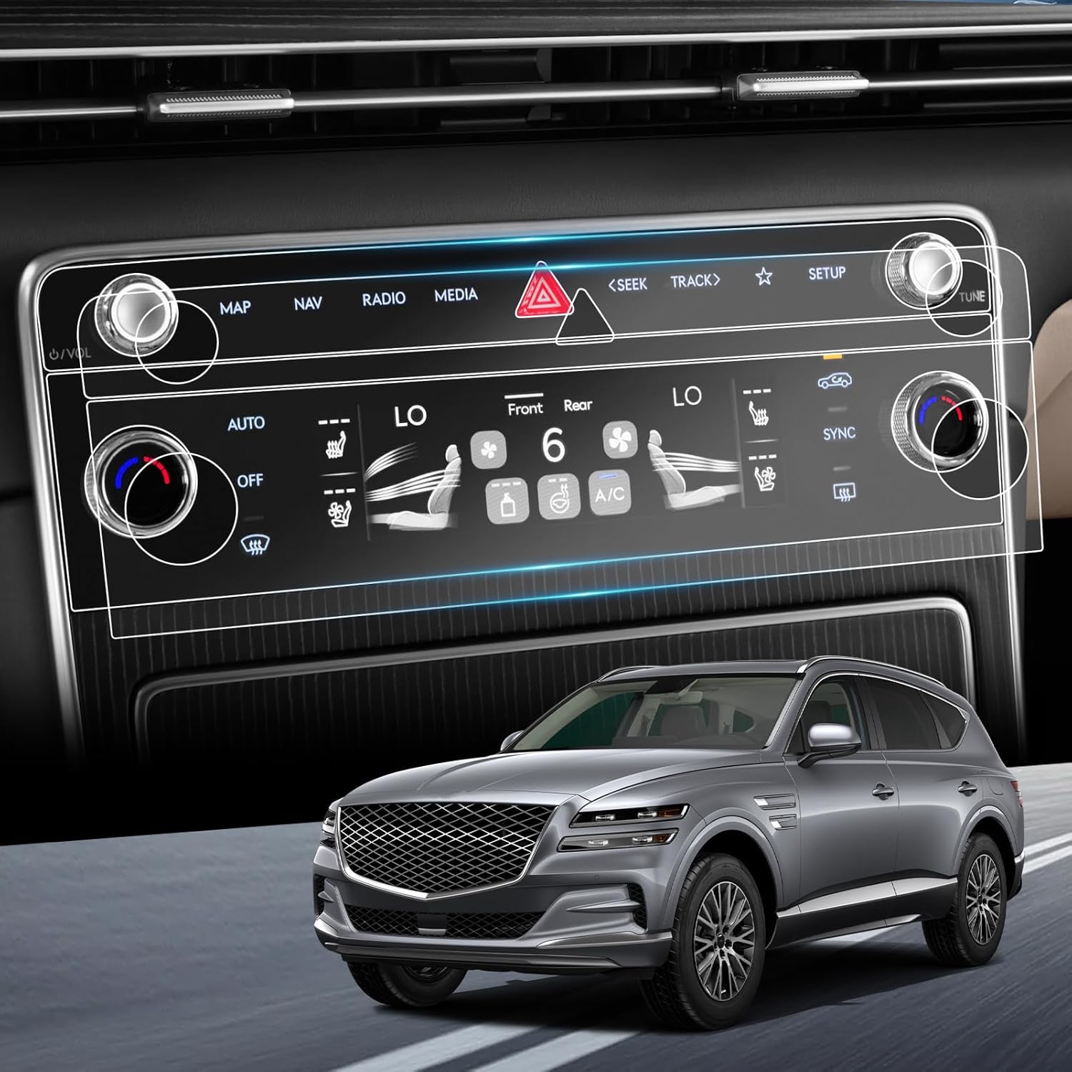 YEE PIN Screen Protector 2025 GV80 Screen Protector for 2025 GV80 Accessories for 2025 Genesis GV80 G80 27” OLED Navigation Climate Control Display Nano Protective Film 8 Pack