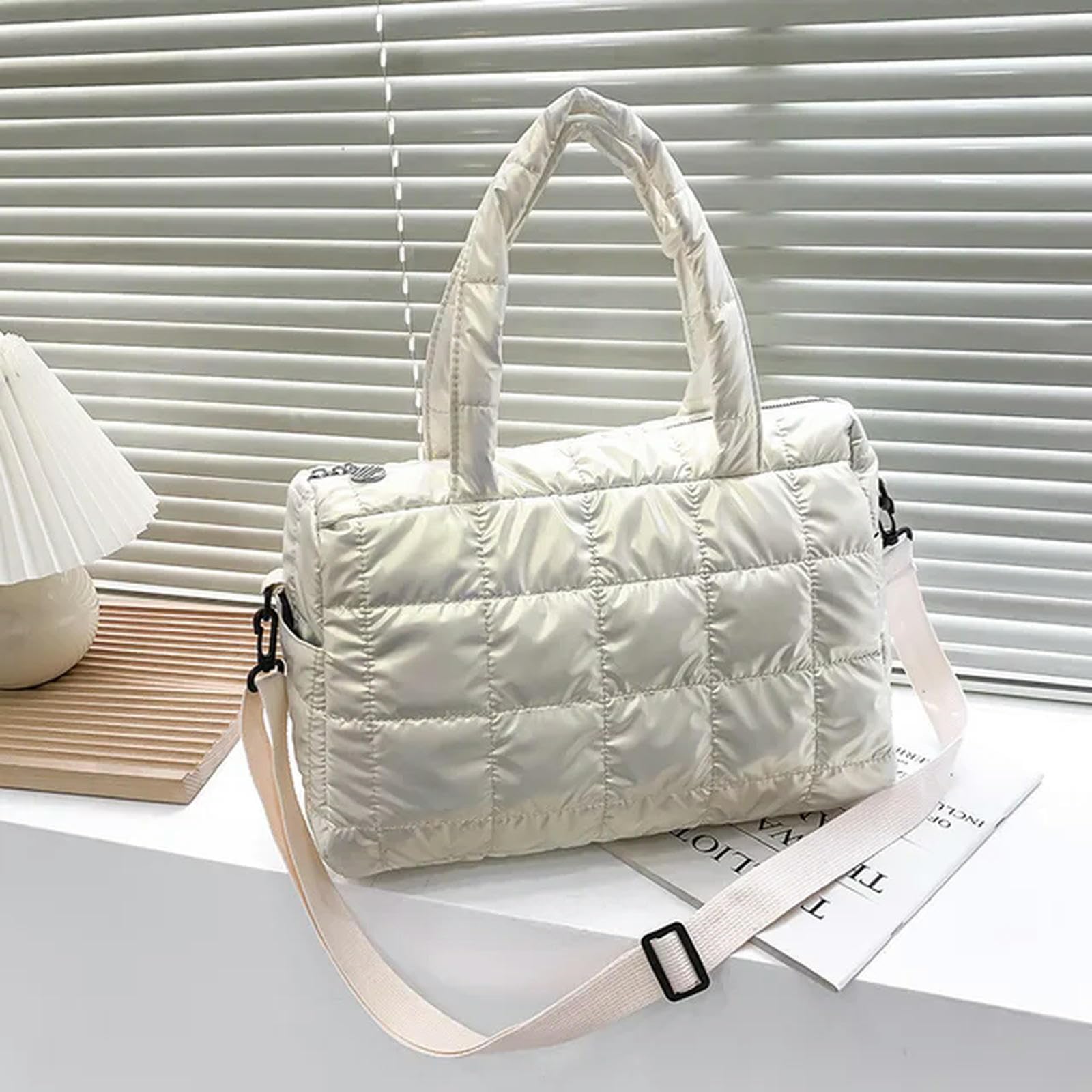 Bolsos Bolsos De Algodón De Invierno Bolsos Acolchados Por El Hombro Acolchado-Plata-36X16X25Cm