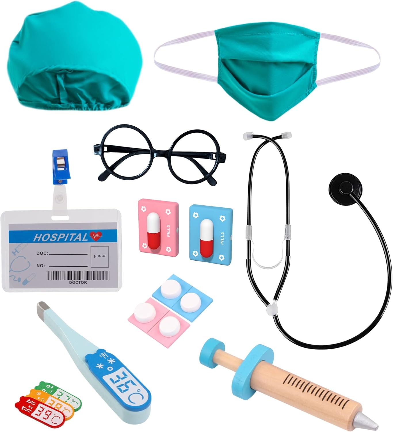 BanKids Doctor Costume for Kids Career Day Pretend Playset Doctor Role Play Stethoscope Lab Coat Kids Halloween Costume - Image 8