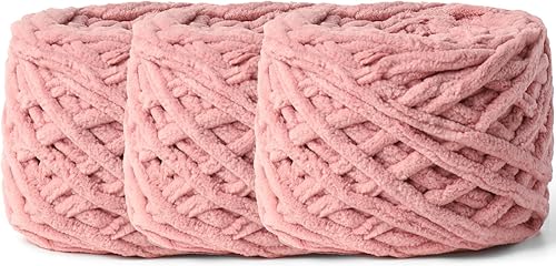 Vista 90 de Paquete de 3 hilos gruesos de felpilla de felpa de 3.53 onzas (49.2 yardas), hilo de terciopelo esponjoso para tejer y hacer ganchillo, hilos de 3