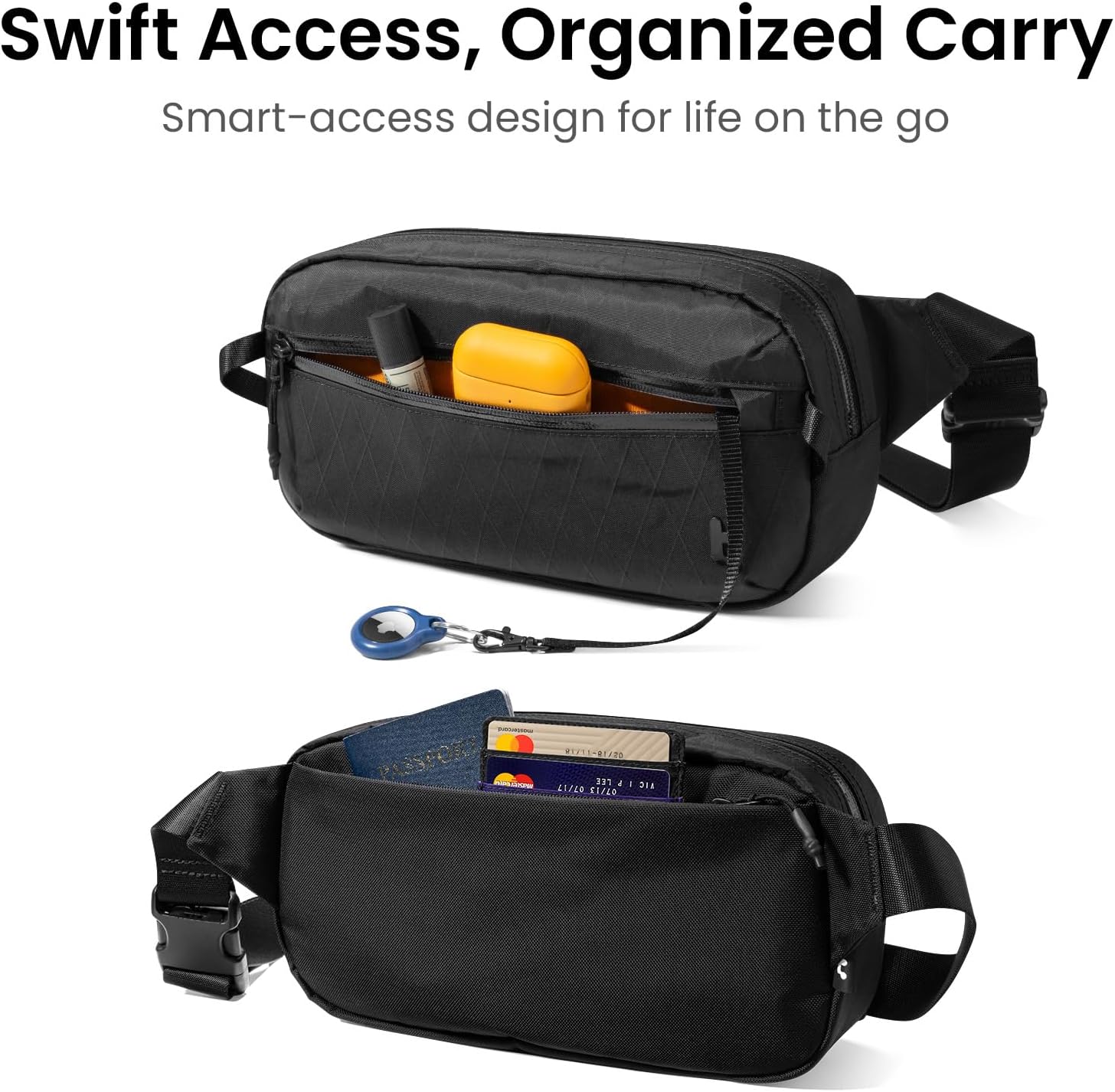 tomtoc 3.5L X-Pac Sling Bag with RFID Blocking, Crossbody Bag Minimalist Chest Shoulder Pack for Men/Women, Water-resistant Lightweight Casual Funny Pack for Travel/Daily Commute - Image 6