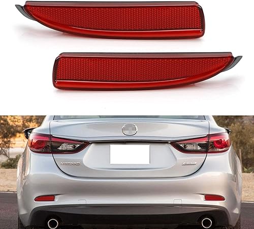 Miniatura 6 de iJDMTOY Lentes reflectoras de parachoques trasero de lente roja compatibles con Mazda 3 5 6, OE-Spec LH RH ensamblaje