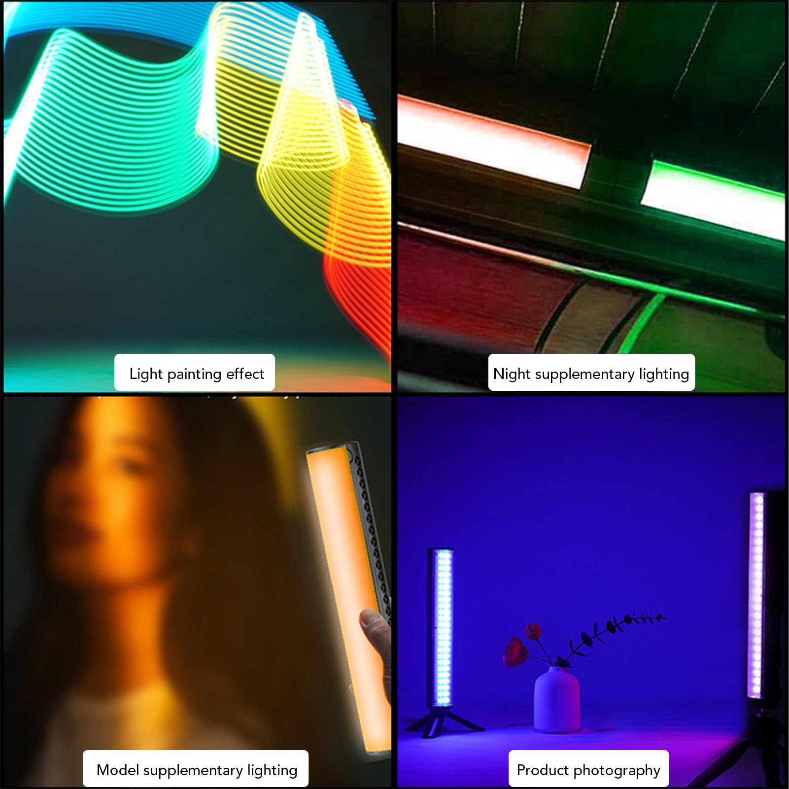 Bacchetta Luminosa Video RGB con Treppiede, Illuminazione Fotografica a LED Colorata da 15 W con estremità Magnetiche, Temperatura di Colore Regolabile