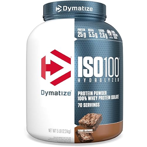 Dymatize ISO 100 Hydrolyzed Whey Protein Powder Isolate, Fudge Brownie, 5 Pound
