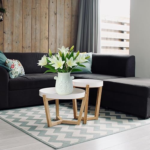 Miniatura 9 de 5 ramos de flores artificiales de seda de 19.7 in19.6 pulgadas, flores de tacto real con tallos, arreglo floral para el hogar, mesa de boda, centro