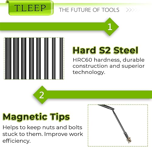 Miniatura 5 de TLEEP 10 brocas de llave Allen de cabeza hexagonal de 3.937 in de largo, 14 de pulgada, 516 a 564 pulgadas, SAE, puntas magnéticas para