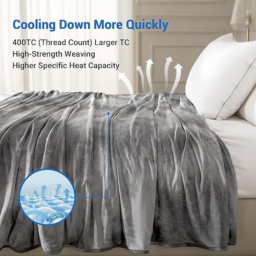 Miniatura 5 de Topcee Cobija refrescante (90" x 104", tamaño King) para sudores nocturnos, absorbe el calor, fibra fresca 100% certificada Oeko-Tex, transpirable,