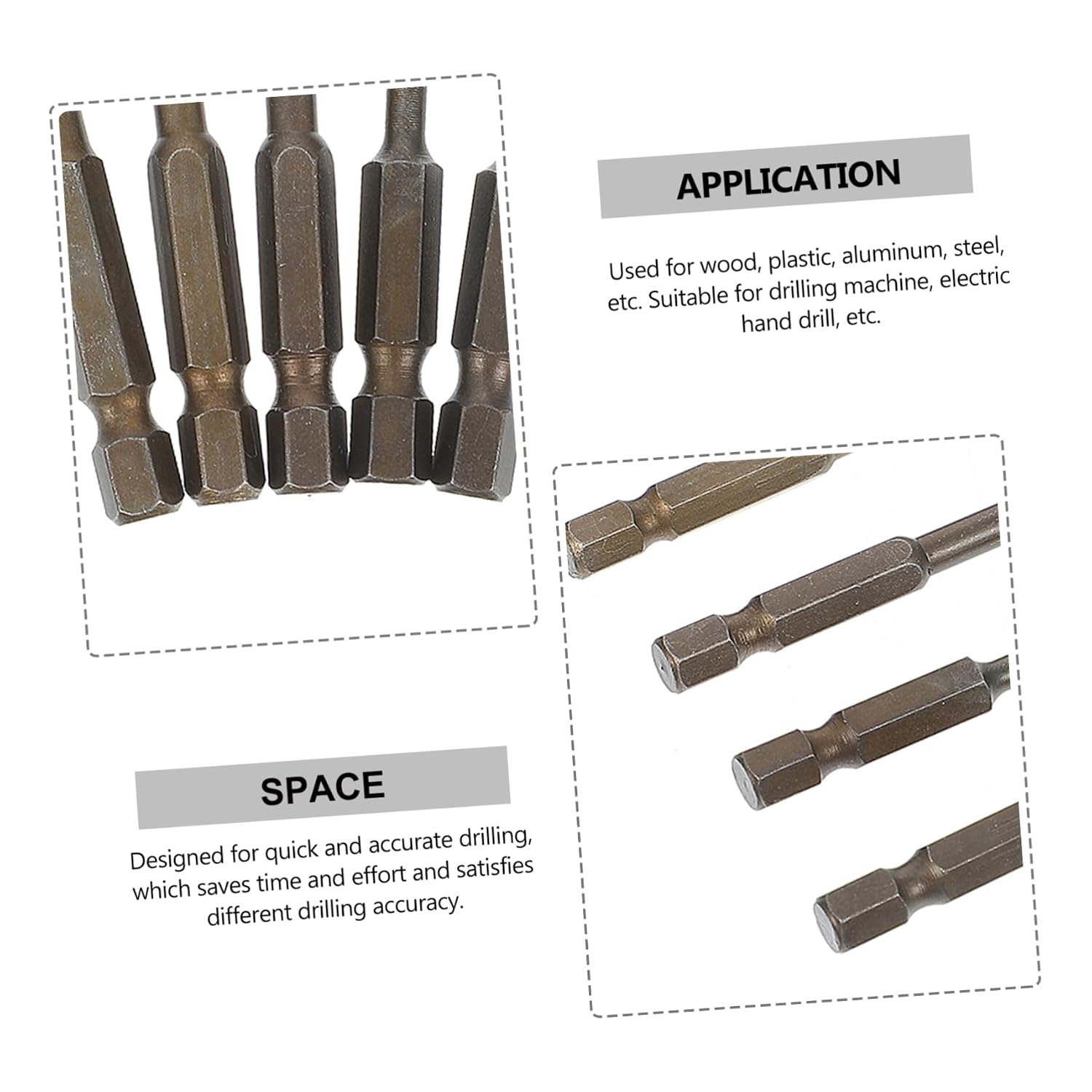 Alipis 5pcs Multipurpose Drilling Tool Twisted Drill Bit for Glass Tile and Triangle Shank Design for Accurate Positioning and High Efficiency
