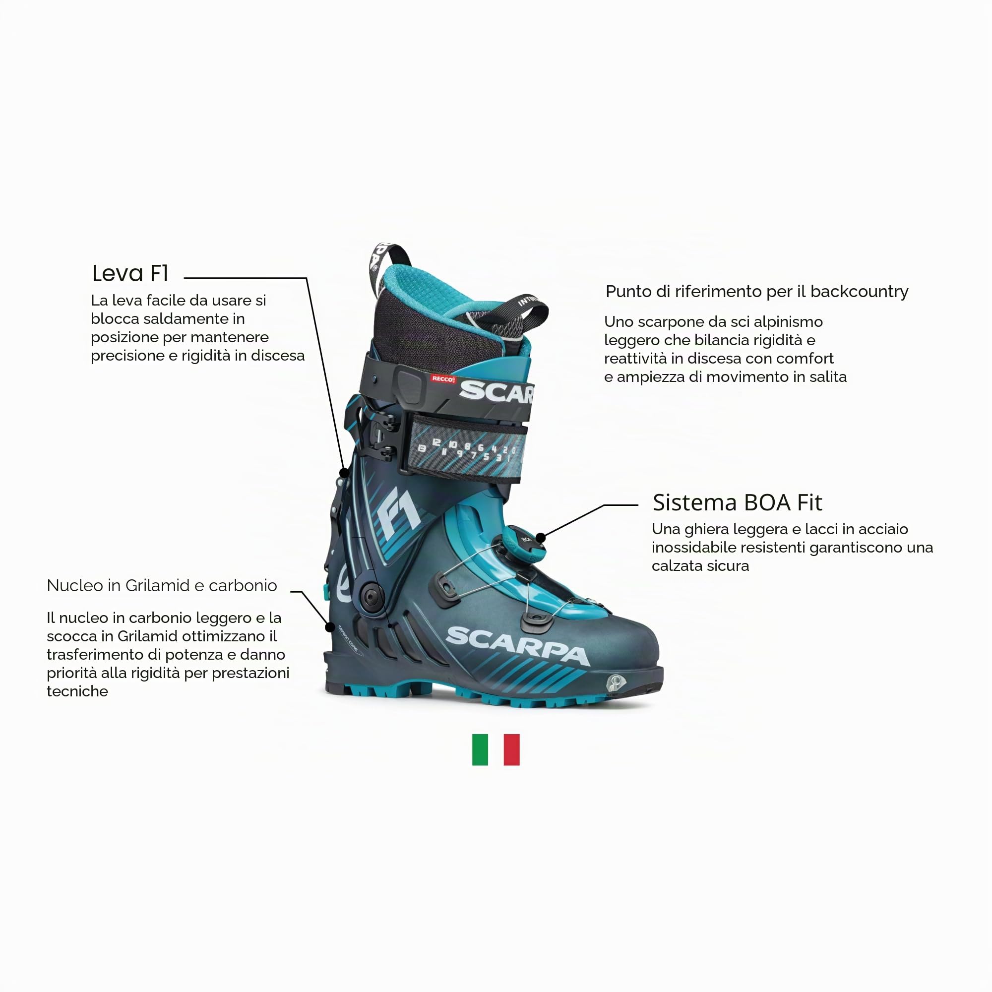 SCARPA Scarponi da sci alpinismo F1 Uomo per sci alpinismo e discesa