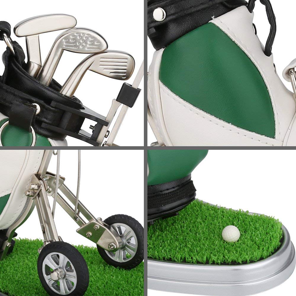 Golf Portapenne 3 Pezzi Club Penne Set Desk Decor Regali Uomini, Verde Bianco